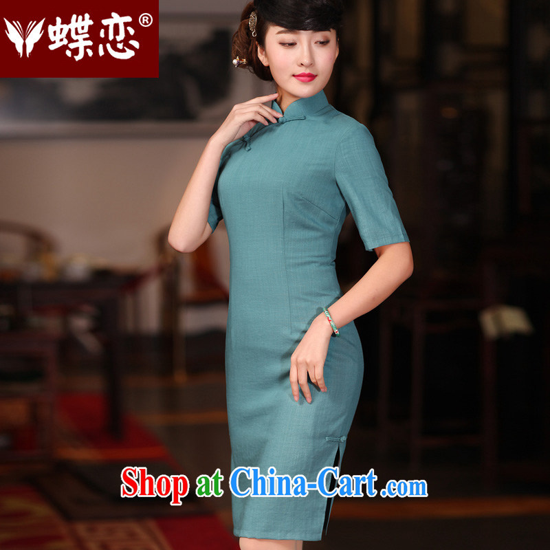 Butterfly Lovers 2015 spring new improved stylish dresses dresses retro long daily Chinese Chinese qipao 51,219 cyan XL, Butterfly Lovers, shopping on the Internet