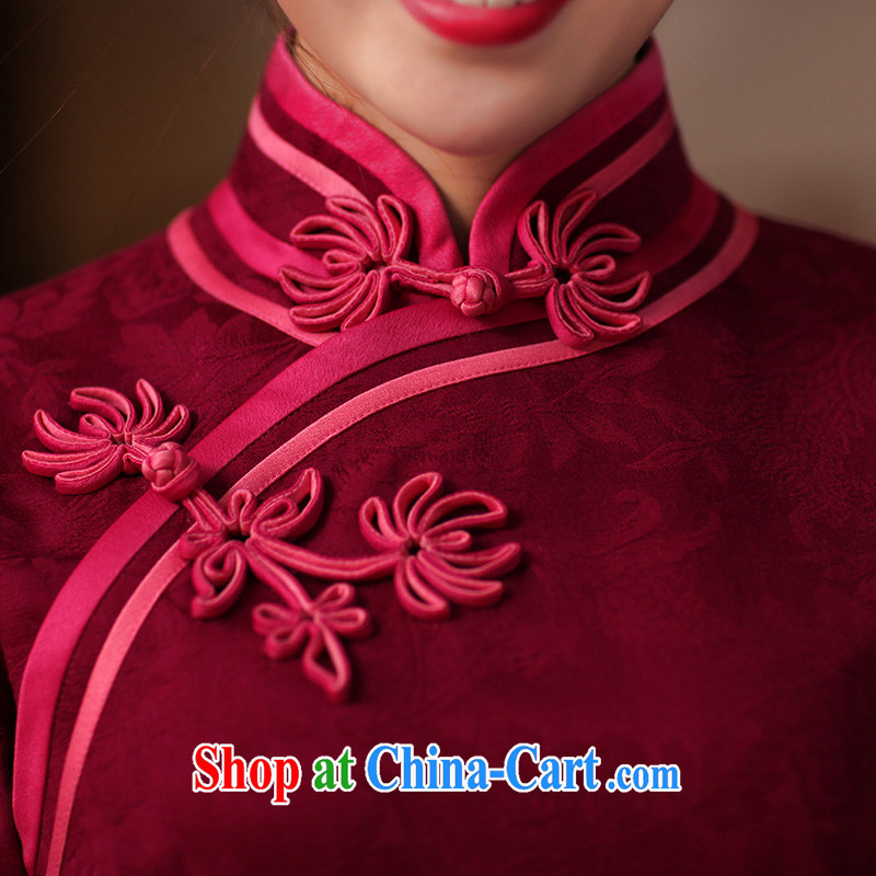 Butterfly Lovers spring 2015 the new improved stylish long cheongsam dress retro long-sleeved daily Chinese qipao of red XXL, Butterfly Lovers, shopping on the Internet