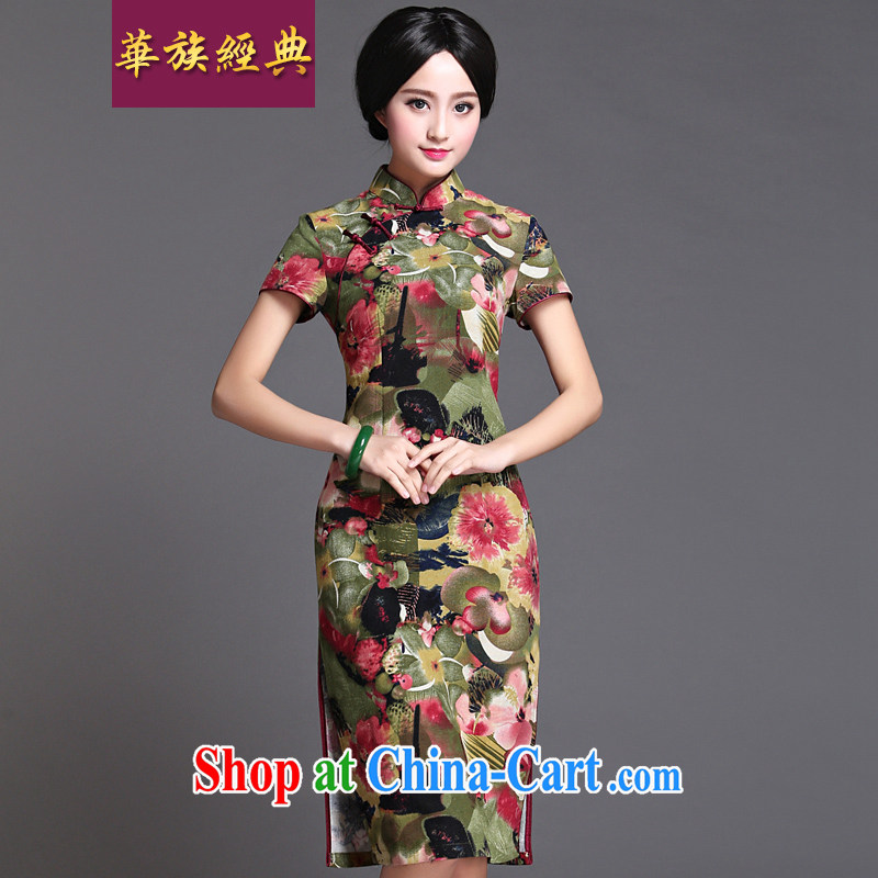 China classic 2015 spring and summer new, improved cotton in the long robes, Ms. dress retro improved cultivation XXL suit