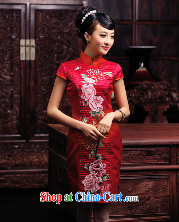 Bird lovers of Yuanyang note 2015 spring new short manual and embroidered heavy Silk Cheongsam QD 442 red XL pictures, price, brand platters! Elections are good character, the national distribution, so why buy now enjoy more preferential! Health