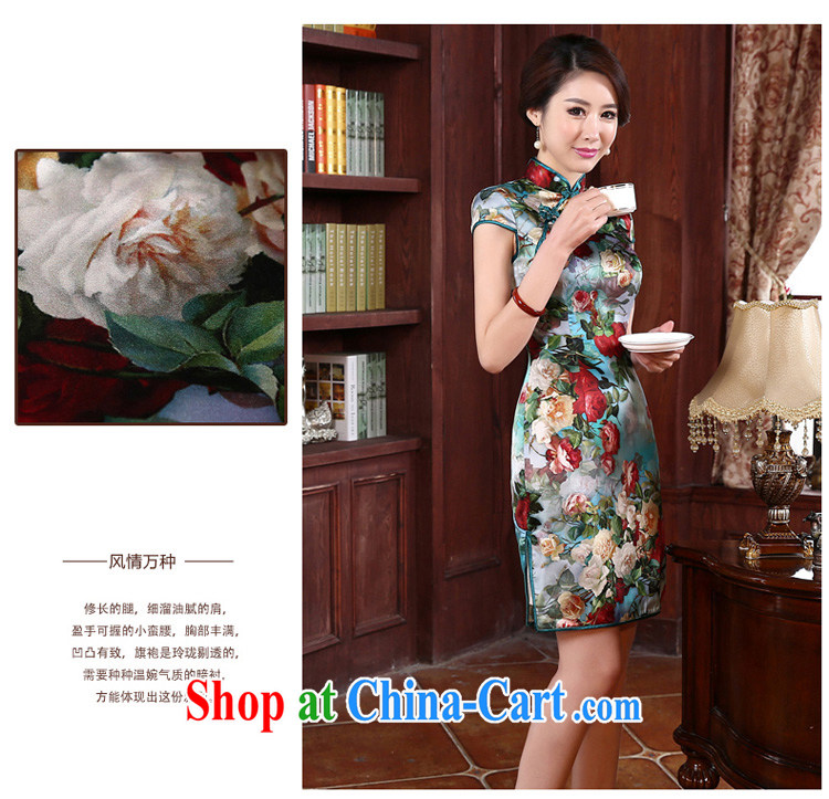 pro-am 2015 new spring and summer with daily high silk improved stylish sauna Ms. Silk Cheongsam dress dresses green the green edge short XL - waist 79 CM pictures, price, brand platters! Elections are good character, the national distribution, so why buy now enjoy more preferential! Health