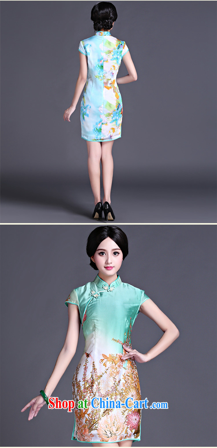 China classic spring and summer and autumn new, Retro, Ms. Chinese cheongsam dress elegant refined beauty, green XXL pictures, price, brand platters! Elections are good character, the national distribution, so why buy now enjoy more preferential! Health