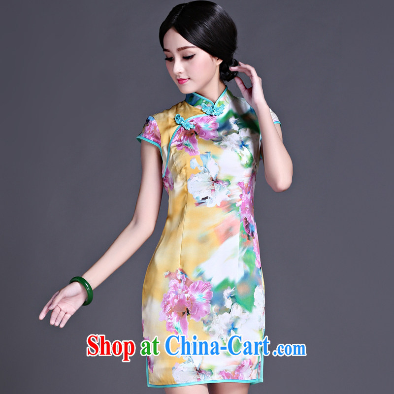 China's Ethnic classic spring and summer and autumn new, Retro, Ms. Chinese cheongsam dress elegant refined beauty, green XXL, China Classic (HUAZUJINGDIAN), online shopping