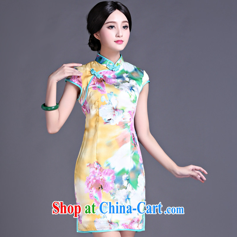 China's Ethnic classic spring and summer and autumn new, Retro, Ms. Chinese cheongsam dress elegant refined beauty, green XXL, China Classic (HUAZUJINGDIAN), online shopping