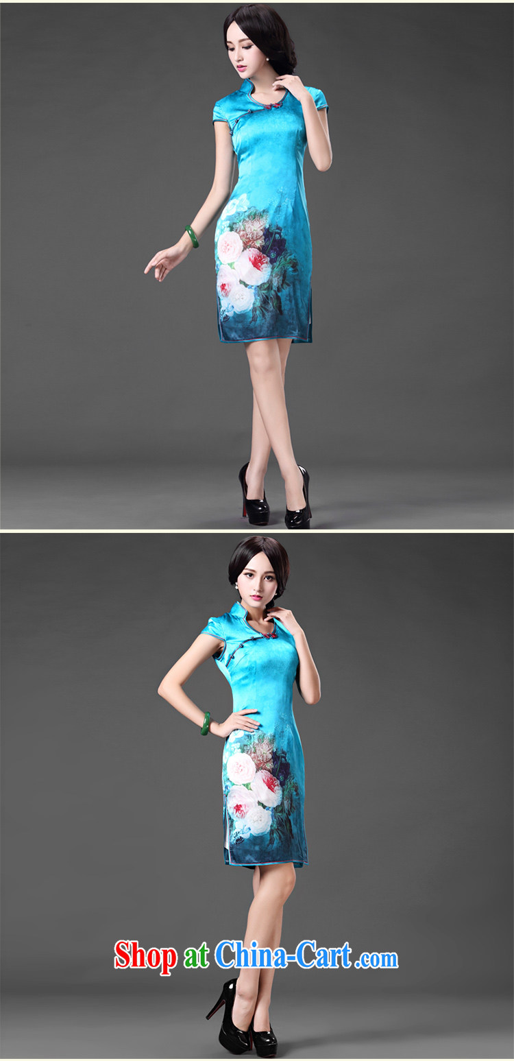 China classic 2015 new Chinese Antique high heavy Silk Cheongsam daily sauna silk spring and summer dresses skirt blue XL pictures, price, brand platters! Elections are good character, the national distribution, so why buy now enjoy more preferential! Health