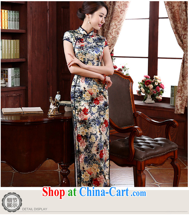 pro-am, new 2015 daily fashion improved long silk retro upscale sauna beauty Silk Cheongsam dress picture color 2 XL - waist 83 CM pictures, price, brand platters! Elections are good character, the national distribution, so why buy now enjoy more preferential! Health