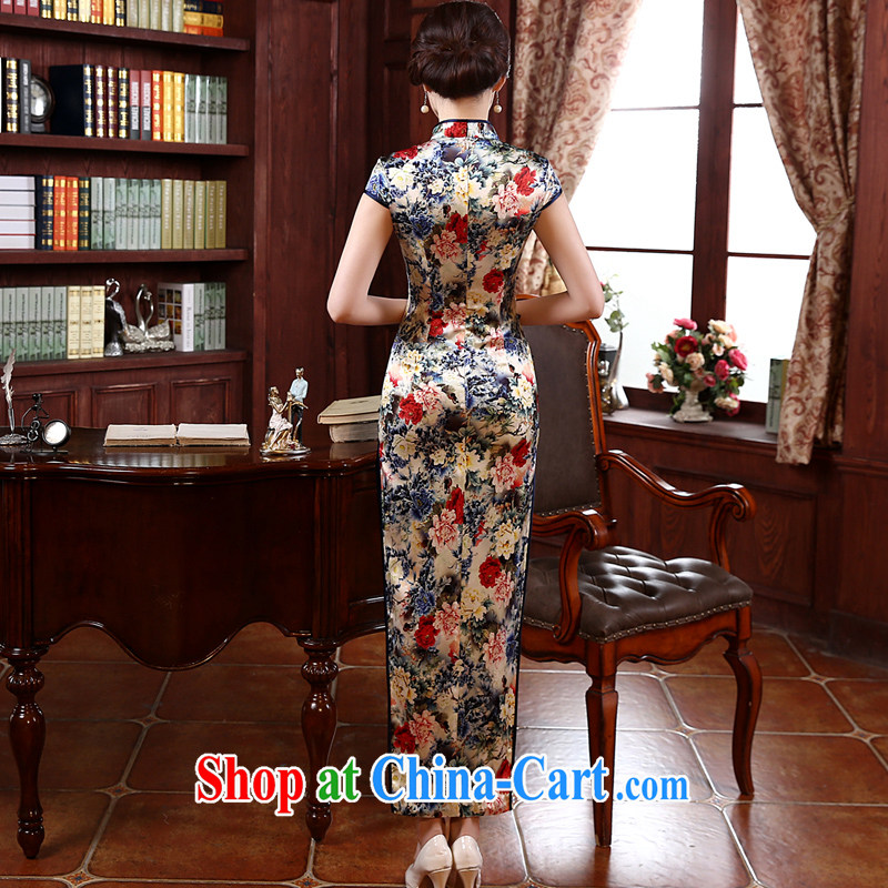 pro-am, new 2015 daily fashion improved long silk retro upscale sauna beauty Silk Cheongsam dress picture-color 2 XL - waist 83 cm, the pro-am, shopping on the Internet