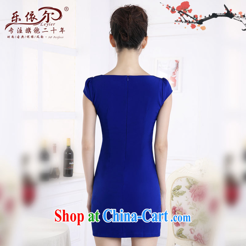 And, in accordance with spring loaded new women dresses 2015 round-collar graphics thin package and improved lady short cheongsam dress retro blue XXL, health concerns (Rvie), and, on-line shopping