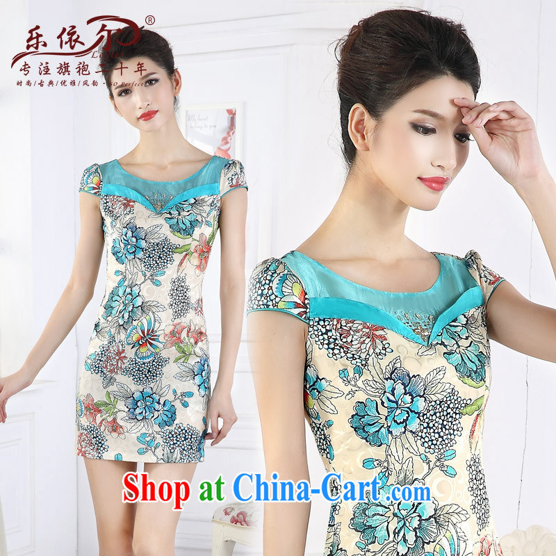 And, in accordance with antique Ethnic Wind stamp short cheongsam 2015 spring new short-sleeved improved female cheongsam dress the drill green XXL, health concerns (Rvie .), and, on-line shopping