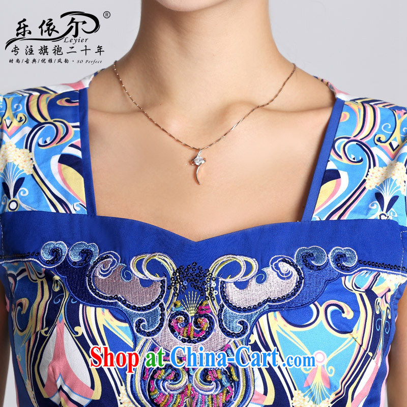 And, in accordance with antique Ethnic Wind blue and white porcelain pattern short dresses 2015 new spring day, Mrs girl cheongsam dress female blue XXL, health concerns (Rvie), on-line shopping
