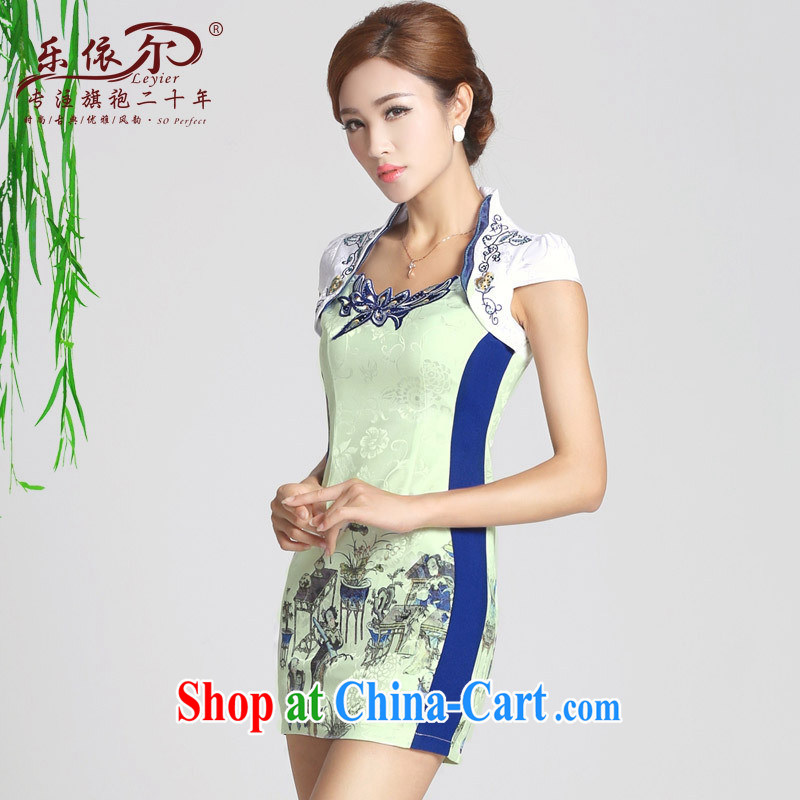 And, in accordance with national wind girl cheongsam classical embroidery flower lady short qipao refined beauty spring 2015 new white XXL