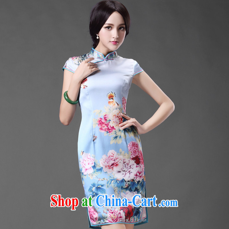 China classic silk, Silk Cheongsam literary temperament improved retro-day stylish short, dresses, dress suits XXL, China Classic (HUAZUJINGDIAN), online shopping