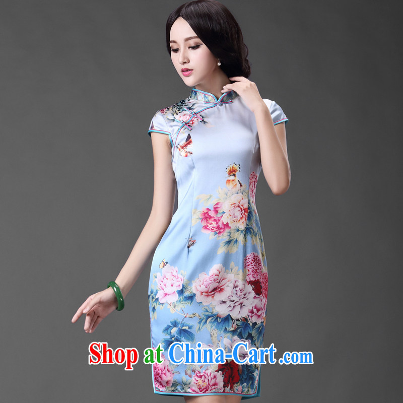 China classic silk, Silk Cheongsam literary temperament improved retro-day stylish short, dresses, dress suits XXL, China Classic (HUAZUJINGDIAN), online shopping