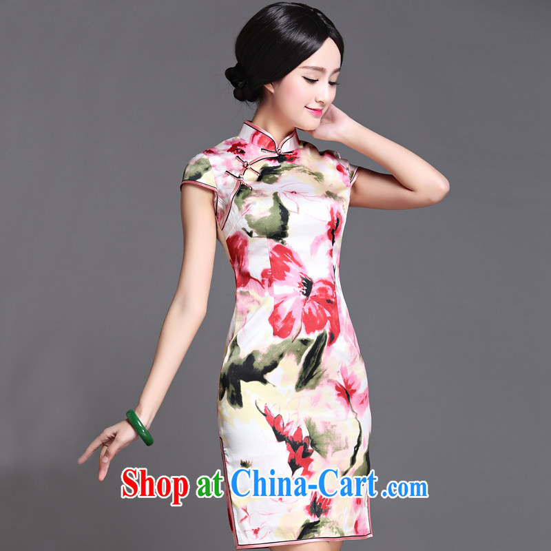 Chinese ethnic classic retro improved silk spring and summer dresses, dresses high quality Chinese banquet dress annual aura XXXL suit, China Classic (HUAZUJINGDIAN), online shopping