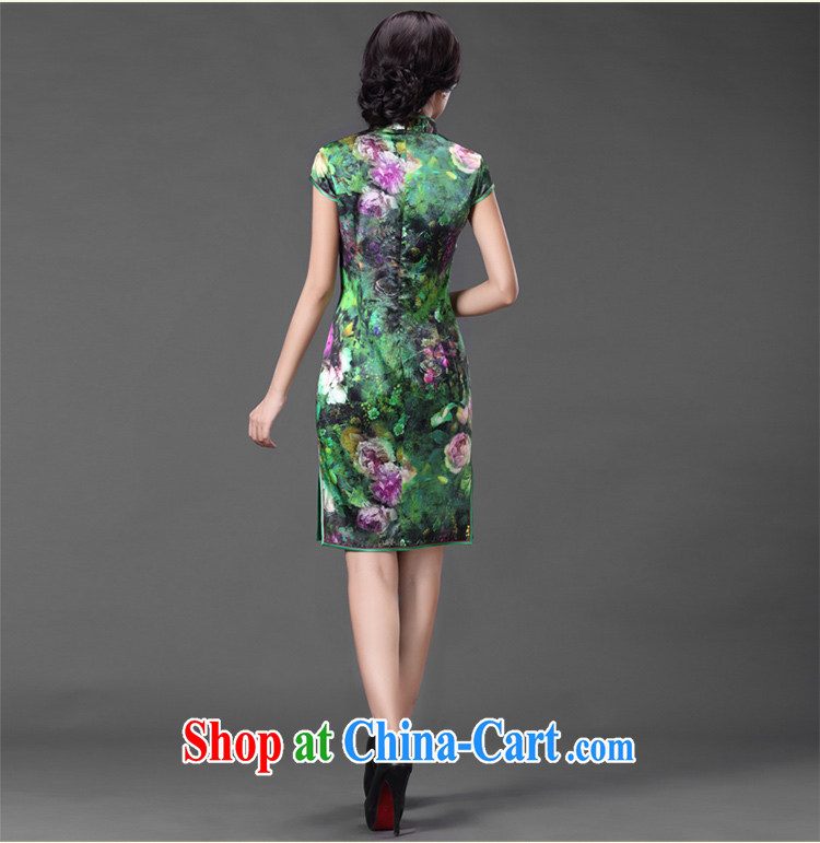 China classic spring and summer stylish everyday, heavy silk sauna Silk Cheongsam dress improved retro short green XXL pictures, price, brand platters! Elections are good character, the national distribution, so why buy now enjoy more preferential! Health