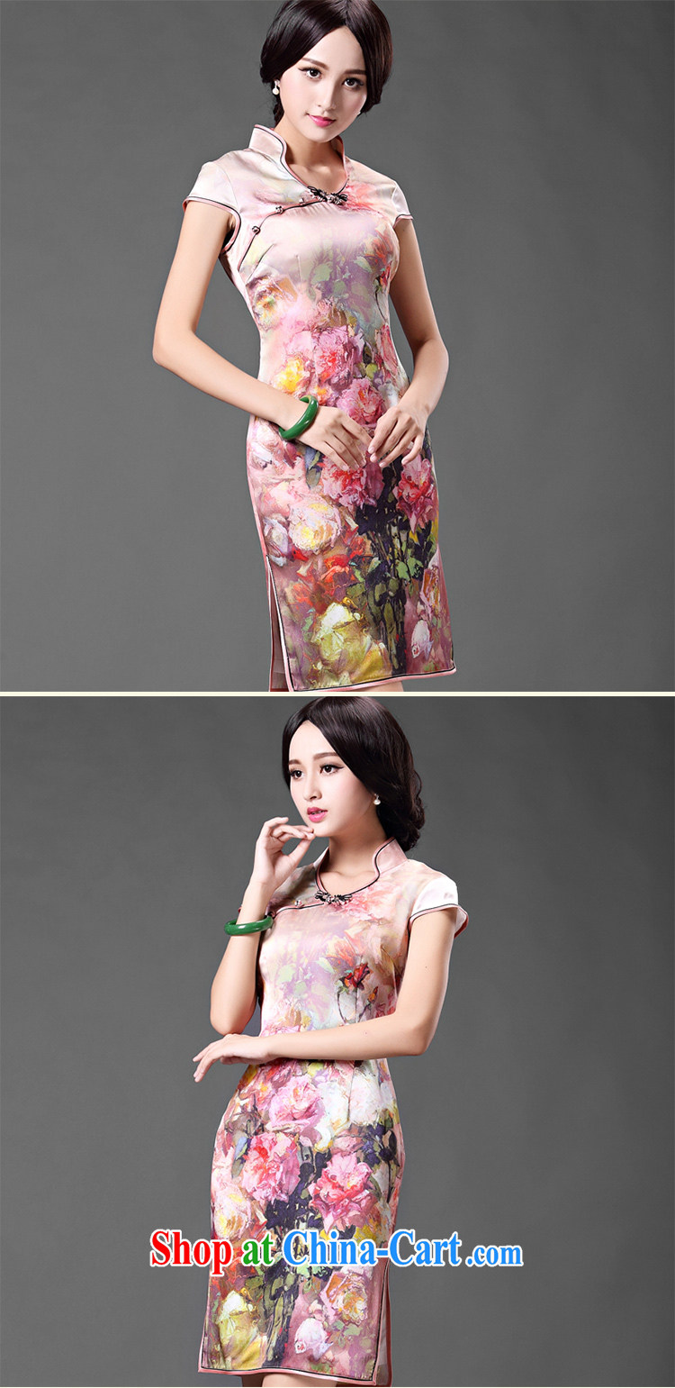 China classic 2015 spring and summer improved short sauna beauty Silk Cheongsam dress style retro heavy Silk Cheongsam floral S pictures, price, brand platters! Elections are good character, the national distribution, so why buy now enjoy more preferential! Health