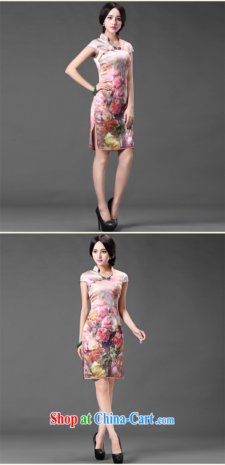 China classic 2015 spring and summer improved short sauna beauty Silk Cheongsam dress style retro heavy Silk Cheongsam floral S pictures, price, brand platters! Elections are good character, the national distribution, so why buy now enjoy more preferential! Health