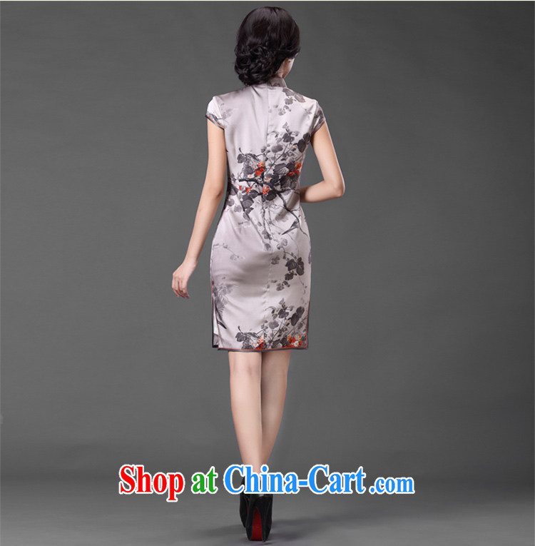 China classic upscale heavy silk sauna Silk Cheongsam dress everyday, improved stylish and elegant short silver XXXL pictures, price, brand platters! Elections are good character, the national distribution, so why buy now enjoy more preferential! Health