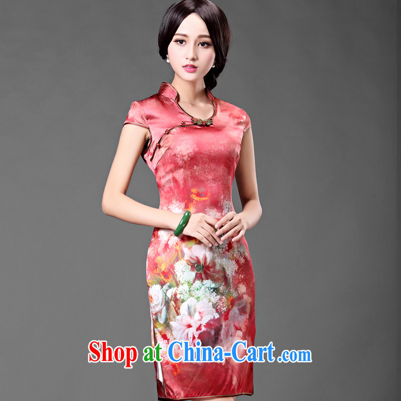 China classic 2015 spring and summer new daily heavy Silk Cheongsam dress upscale luxury Classic beauty female fancy XXXL, China Classic (HUAZUJINGDIAN), online shopping