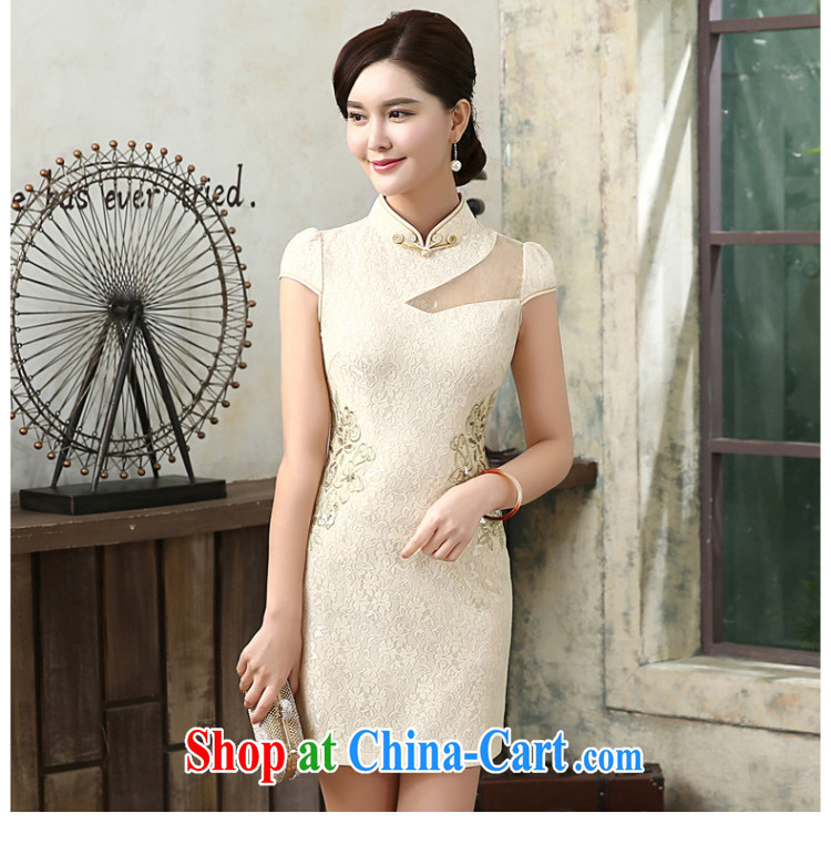 The CYD HO Kwun Tong' the colorful 2015 stylish improved cheongsam summer style new cheongsam dress daily sexy retro dresses apricot M pictures, price, brand platters! Elections are good character, the national distribution, so why buy now enjoy more preferential! Health