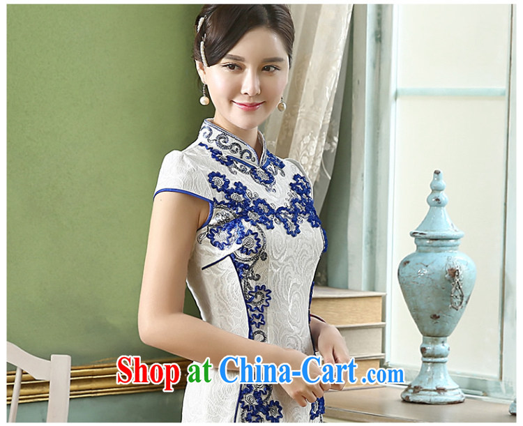 The CYD HO Kwun Tong' sponsors Chin improved cheongsam 2015 summer new stylish retro pearl-embroidered dresses QD 5151 blue-and-white XXL pictures, price, brand platters! Elections are good character, the national distribution, so why buy now enjoy more preferential! Health