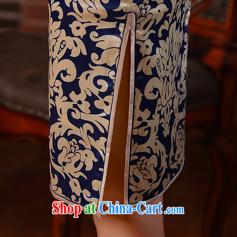 The CYD HO Kwun Tong' porcelain smoke 2015 spring and summer, the blue and white porcelain goods improved retro style dresses QD 5134 blue-and-white XXL, Sau looked Tang, shopping on the Internet
