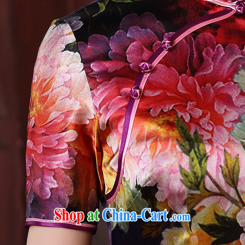 The CYD HO Kwun Tong' purple color Shanghai Silk King style high-end goods, silk, long the forklift truck QD Dress Suit 5119 XL, Sau looked Tang, shopping on the Internet