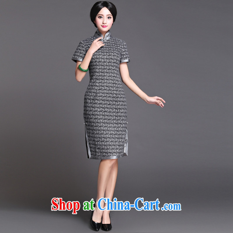 China classic 2015 spring New Republic Day Ms. cheongsam dress improved retro art, cultivating gray XXXL, China Classic (HUAZUJINGDIAN), online shopping