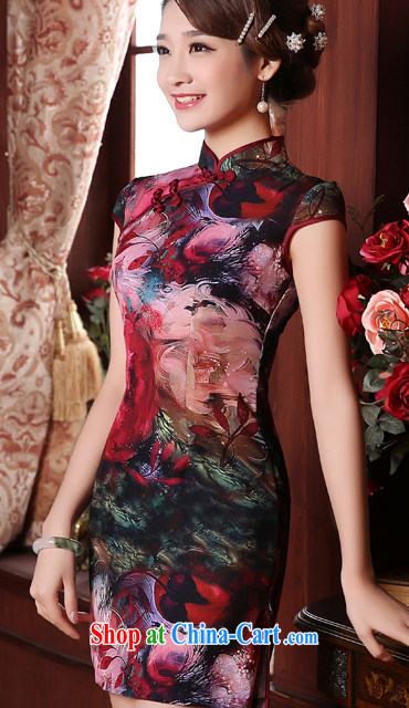 Morning dresses, new 2015 summer retro short improved stylish sauna silk silk Chinese qipao floral fancy M pictures, price, brand platters! Elections are good character, the national distribution, so why buy now enjoy more preferential! Health