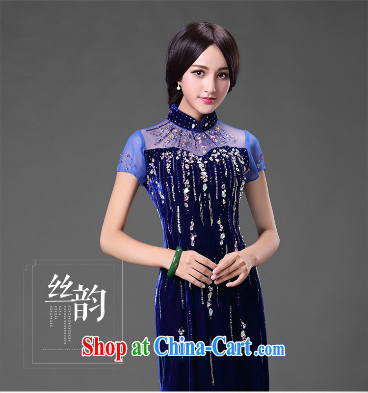 China classic * dark blue. Improved stylish long-wool dress cheongsam dress MOM dress royal blue XXXL pictures, price, brand platters! Elections are good character, the national distribution, so why buy now enjoy more preferential! Health