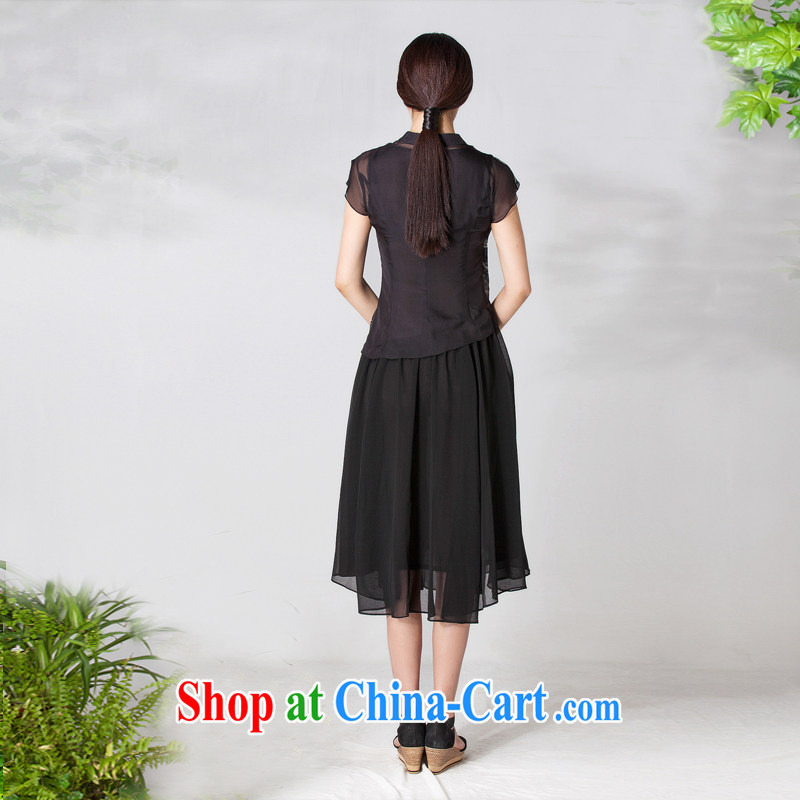 Diane Ying 2015 spring and summer clothes new, long, short-sleeved, dos Santos for Silk Cheongsam PAE 1146 black M, Diane Ying, shopping on the Internet