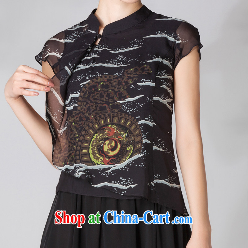 Diane Ying 2015 spring and summer clothes new, long, short-sleeved, dos Santos for Silk Cheongsam PAE 1146 black M, Diane Ying, shopping on the Internet