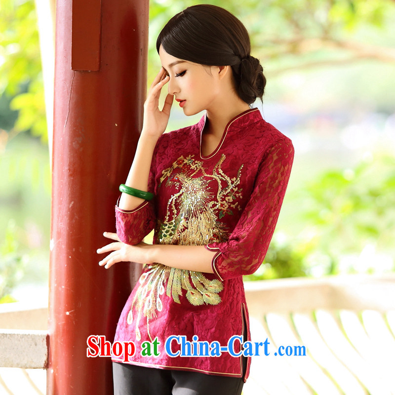 China classic * Phoenix to fly Ms. cuff in Chinese T-shirt Chinese Ethnic Wind improved bows clothes T-shirt spring XXXL Uhlans on, China Classic (HUAZUJINGDIAN), shopping on the Internet