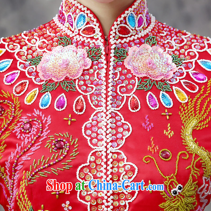 Dream of the day spring 2015 new marriages of Phoenix skirt Chinese brides red nails Pearl cheongsam Q 871 red one size 2.3 feet around his waist, to pass through, and dream of the day, shopping on the Internet