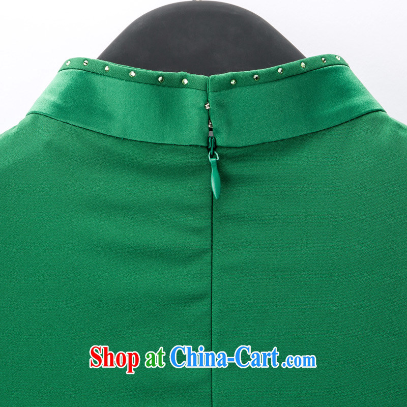 Wood is really the Tang with 2015 spring and summer new, for cultivating cheongsam dress stitching and stylish dress 42,882 14 dark green XXL (A), wood really was, online shopping