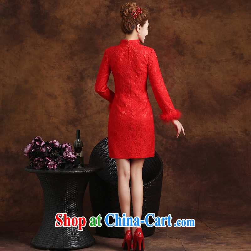 married love dresses bows Service Bridal Fashion 2015 new autumn and winter red short-sleeved, the gross marriage dress female Red XXL, married love, online shopping