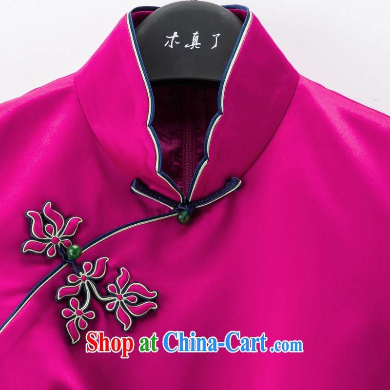 Wood is really the Chinese Spring 2015 the new Chinese beauty embroidery cheongsam dress short-sleeved dress and stylish dresses 53,309 18 deep pink XL, wood really has, shopping on the Internet