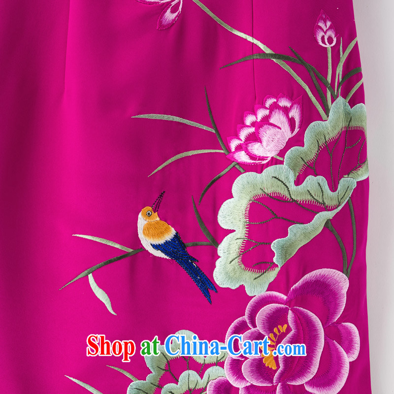Wood is really the Chinese Spring 2015 the new Chinese beauty embroidery cheongsam dress short-sleeved dress and stylish dresses 53,309 18 deep pink XL, wood really has, shopping on the Internet