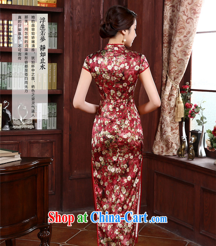 pro-am, new 2015 summer long stylish improved upscale silk retro heavy sauna Silk Cheongsam dress red M - waist 74 CM pictures, price, brand platters! Elections are good character, the national distribution, so why buy now enjoy more preferential! Health