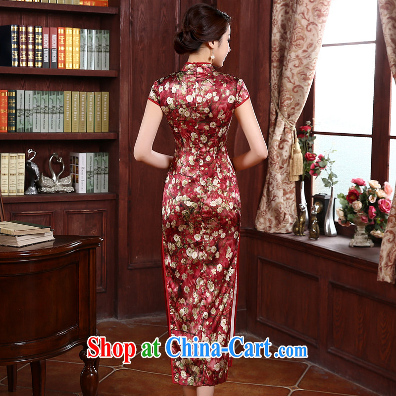 pro-am, new 2015 summer long stylish improved upscale silk retro heavy sauna Silk Cheongsam dress red M - waist 74 cm, and the pro-am, shopping on the Internet