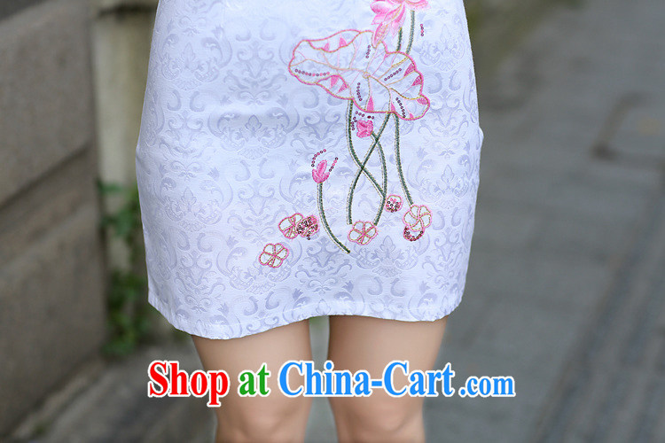 Riviera, for the hard disk for Korea wind embroidery cheongsam improved national retro cotton sleeveless short cheongsam tea light blue XL pictures, price, brand platters! Elections are good character, the national distribution, so why buy now enjoy more preferential! Health