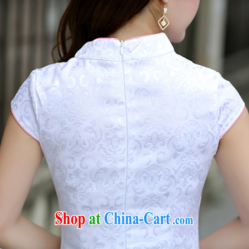 Riviera, for the hard-pressed the withholding of Korea wind embroidery cheongsam improved national retro cotton sleeveless short cheongsam tea light blue XL, Riviera (LVAR), shopping on the Internet