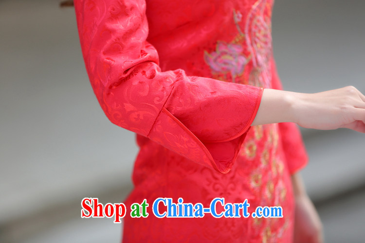 The new tray for married women dress toast clothing cheongsam dress marriage red back door service 7 sub-cuff embroidery nail Pearl short cheongsam red L pictures, price, brand platters! Elections are good character, the national distribution, so why buy now enjoy more preferential! Health