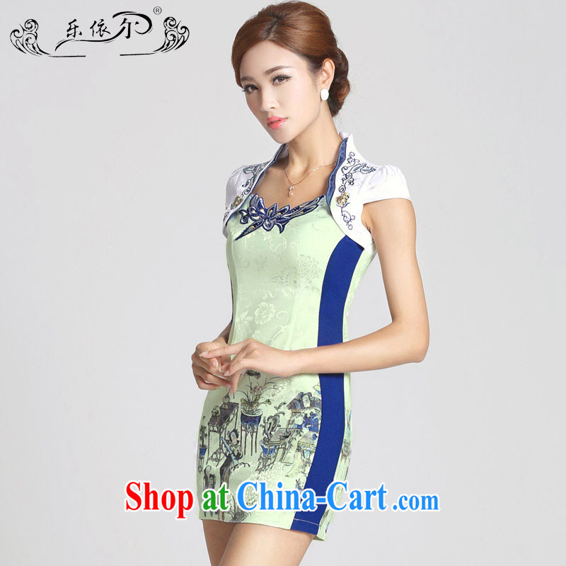 And, in accordance with national wind girl cheongsam classical embroidery flower lady short cheongsam improved cultivation 2015 spring new LYE 66,601 white M and, in accordance with (leyier), online shopping