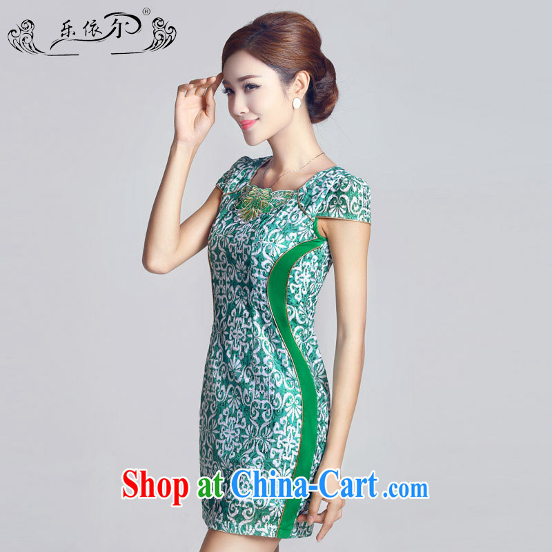 And, in accordance with antique embroidery girls dresses, short-day lady cheongsam dress green retro 2015 spring new LYE 66,603 green XXL, in accordance with (leyier), online shopping