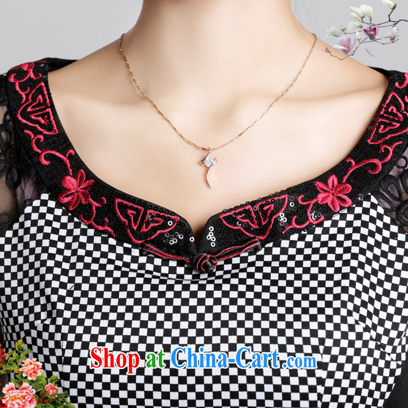 And, in accordance with 2015 spring new short-sleeved girl cheongsam improved embroidery flowers daily cultivating short cheongsam dress female LYE 66,607 grid color XXL, in accordance with (leyier), online shopping