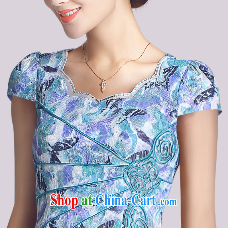 And, in accordance with spring loaded new improved retro lady cheongsam embroidery flowers Daily Beauty short cheongsam dress LYE 66,623 apricot M, in accordance with (leyier), shopping on the Internet