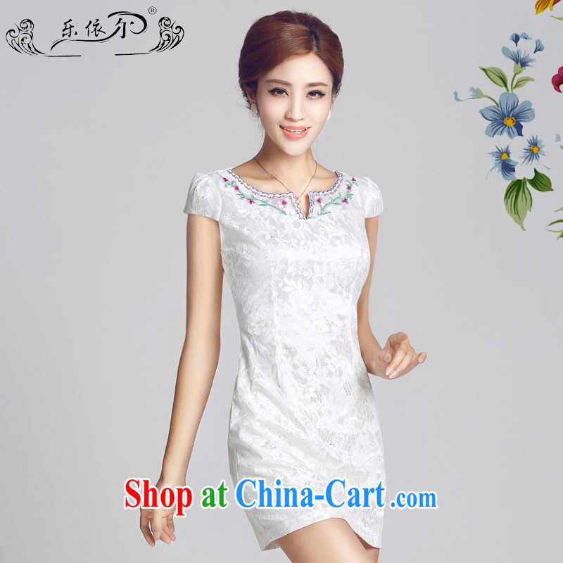 And, in accordance with antique improved lady dresses spring 2015 new embroidery flower cheongsam dress daily cultivating short cheongsam LYE 66,626 white XXL, in accordance with (leyier), online shopping