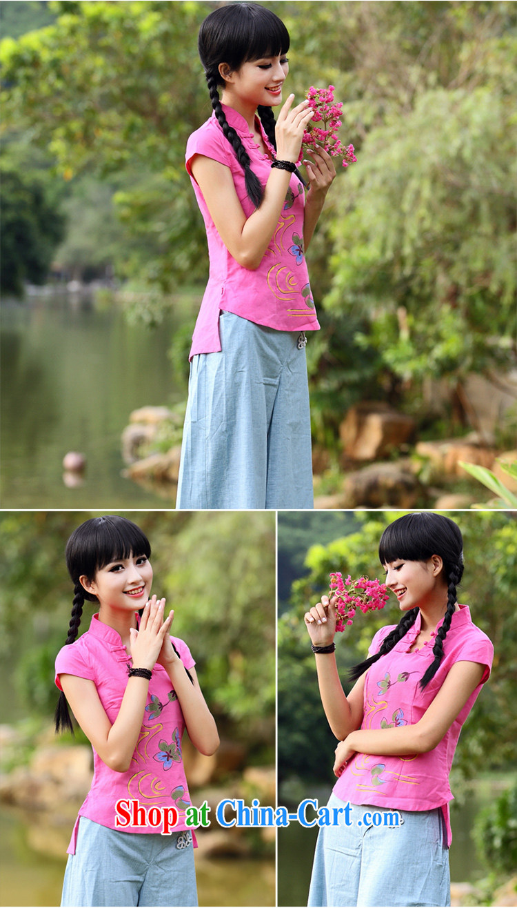 China classic 2015 spring and summer new women with 100 ground small fresh College wind linen Chinese classic short-sleeve T-shirt green XXL pictures, price, brand platters! Elections are good character, the national distribution, so why buy now enjoy more preferential! Health