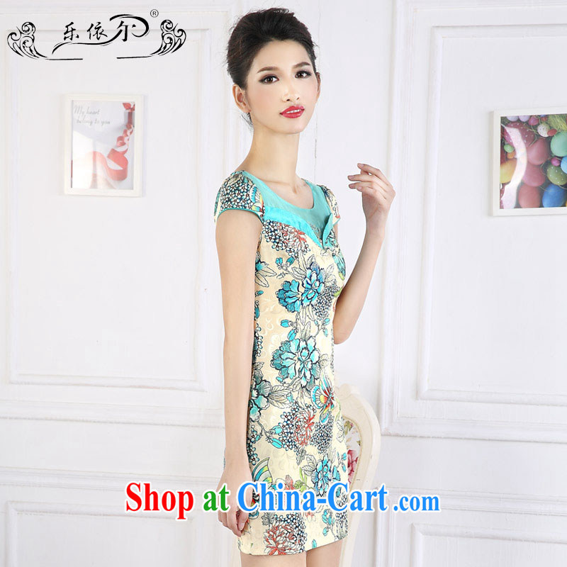 And, in accordance with antique Ethnic Wind stamp short cheongsam 2015 spring new short-sleeved improved female cheongsam dress the drill LYE 66,627 green XXL, and, in accordance with (leyier), online shopping